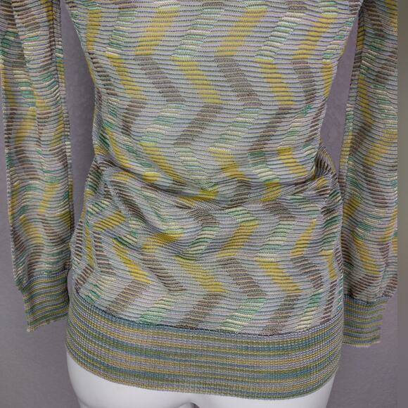 M Missoni Pattern Rib Knit Wool Blend Sweater Ocra Green Size XL - Picture 10 of 16